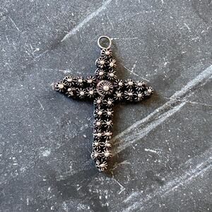 Brutalist 90s Sterling Silver Cross Pendant, Stamped 925